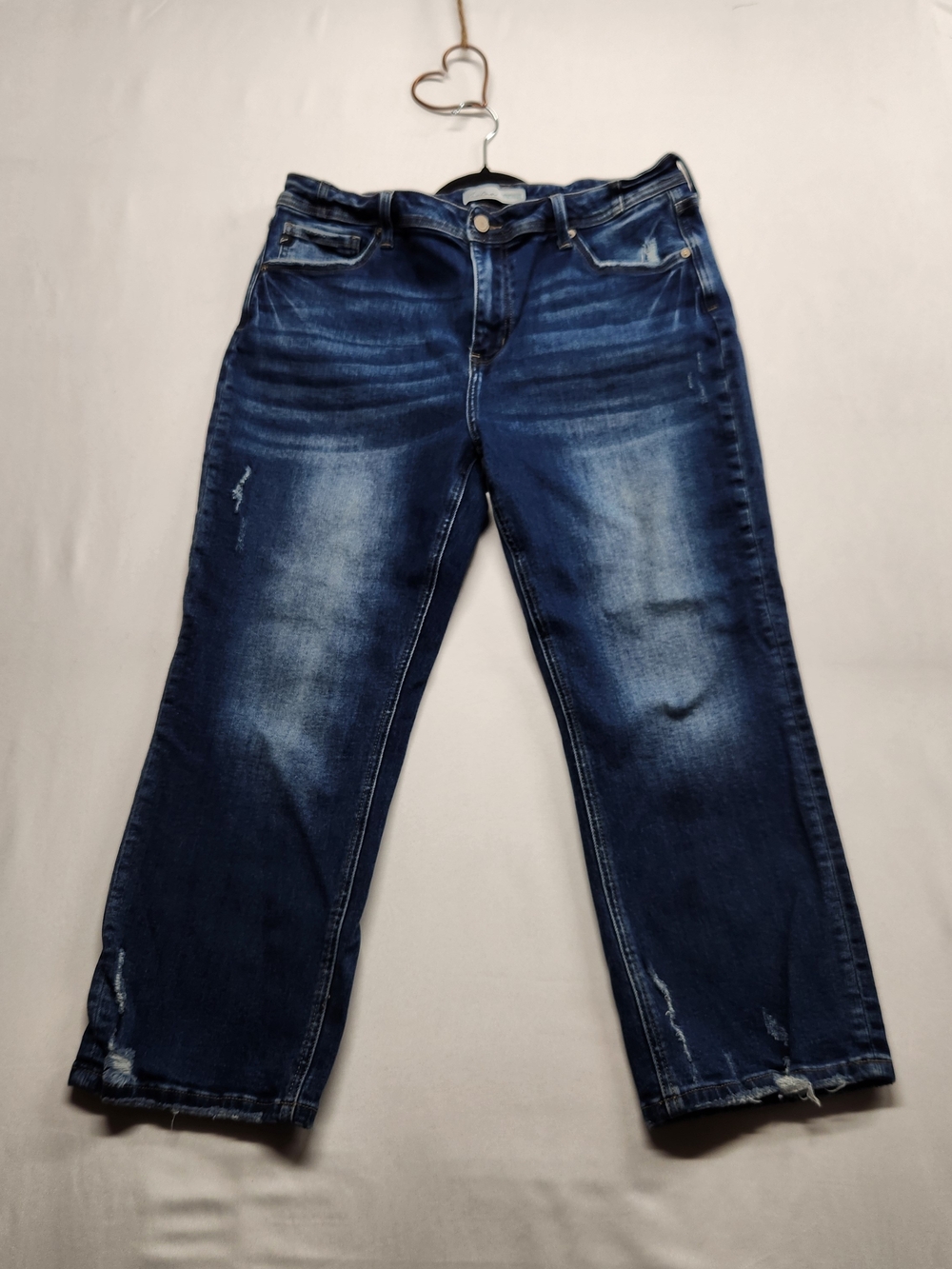 ⭐️KanCan Maurices Distressed High Rise Slim Straight Cropped Jeans 32 Dark Wash